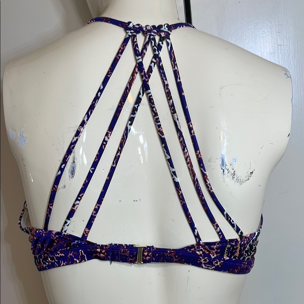 Athleta Aqualuxe Purple and Cream Strappy Back Bikini Set Size Large - Picture 3 of 8
